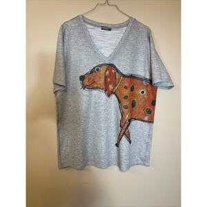Inoah Tshirt Size Large Clifford V Neck Dog Gray Fun Casual Teacher Book